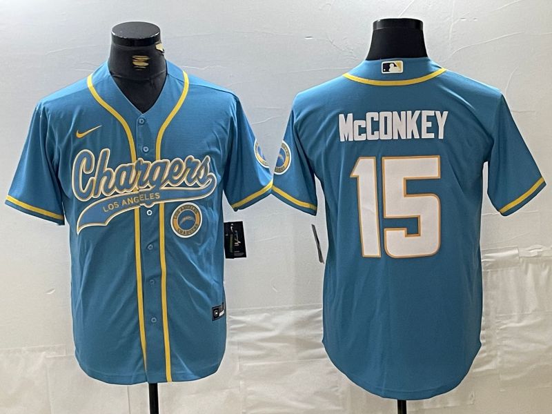 Men Los Angeles Chargers 15 Mcconkey Light blue Joint Name 2024 Nike Limited NFL Jersey style 3